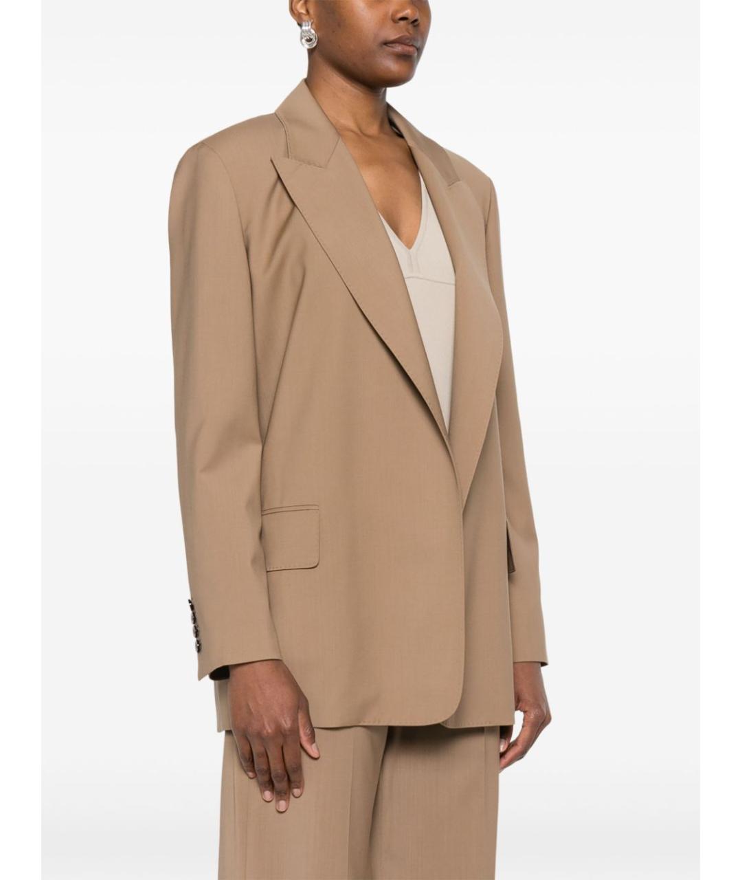 MAX MARA Коричневый шерстяной жакет/пиджак, фото 4