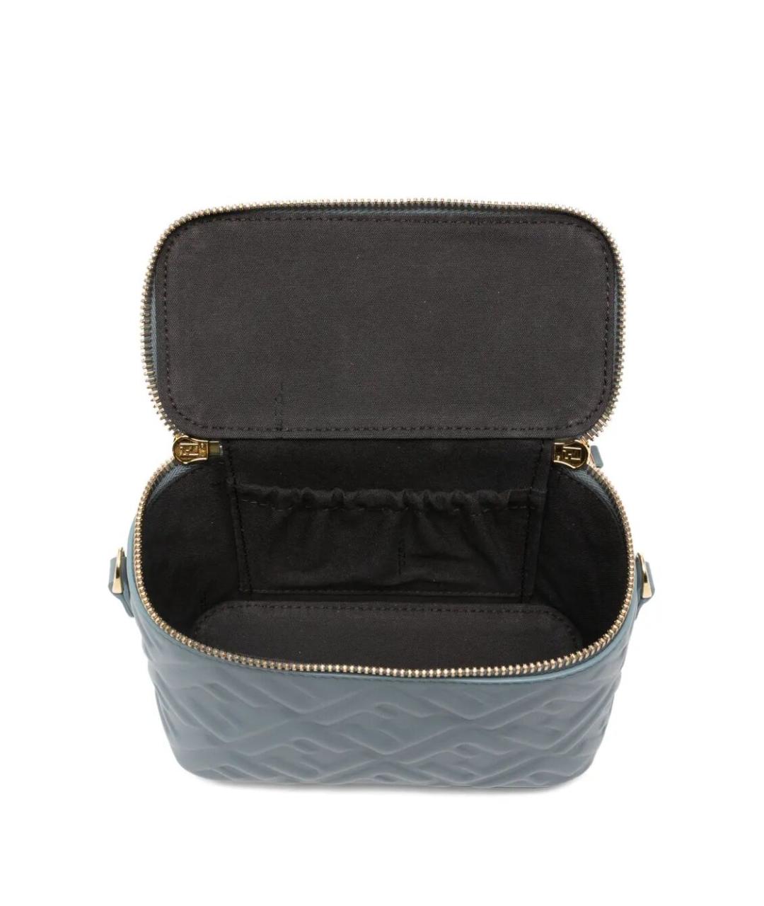 FENDI Синяя кожаная сумка с короткими ручками, фото 4