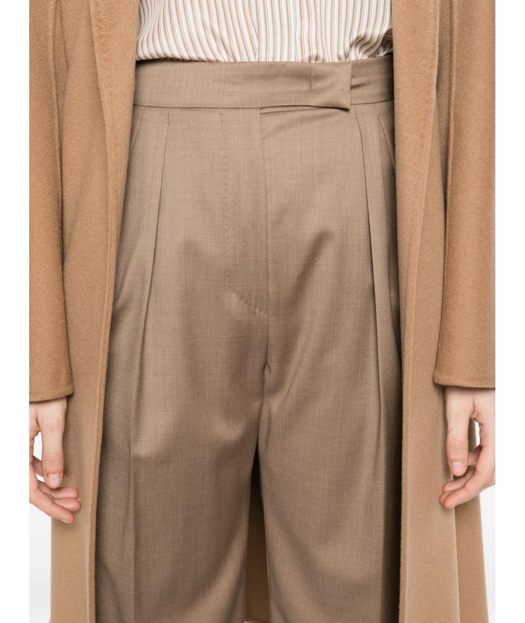 MAX MARA Коричневые шерстяные прямые брюки, фото 4