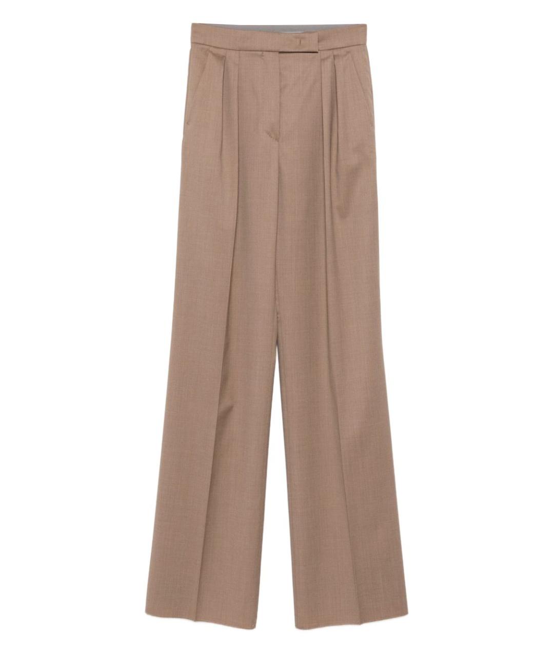 MAX MARA Коричневые шерстяные прямые брюки, фото 1
