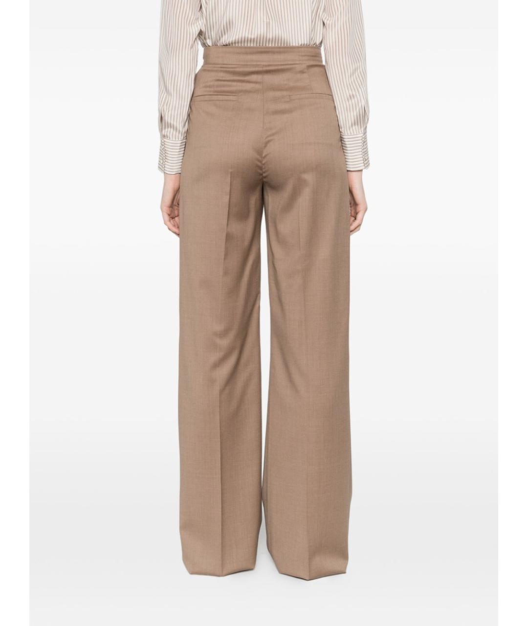 MAX MARA Коричневые шерстяные прямые брюки, фото 3