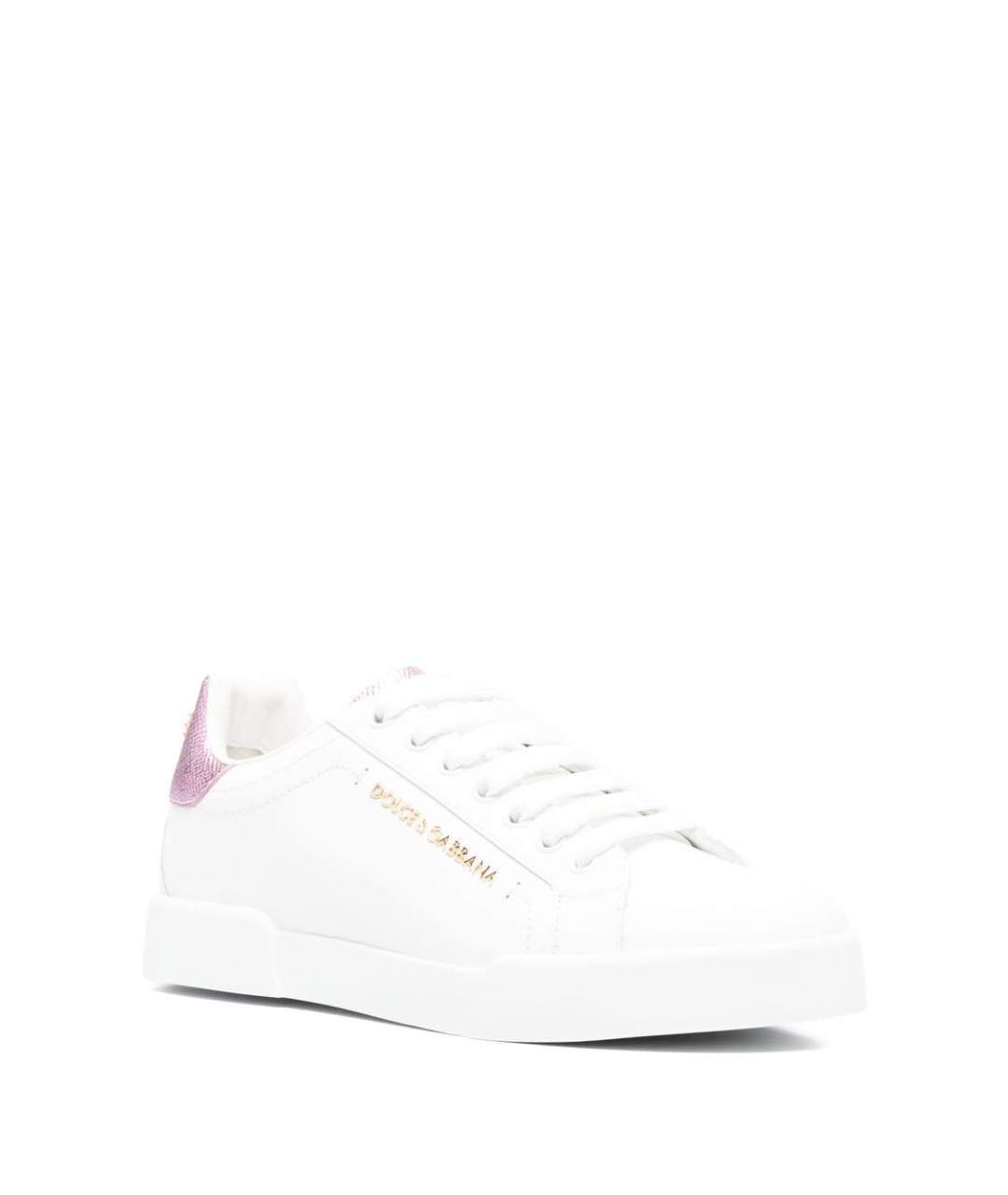 DOLCE&GABBANA Белые кожаные кроссовки, фото 4