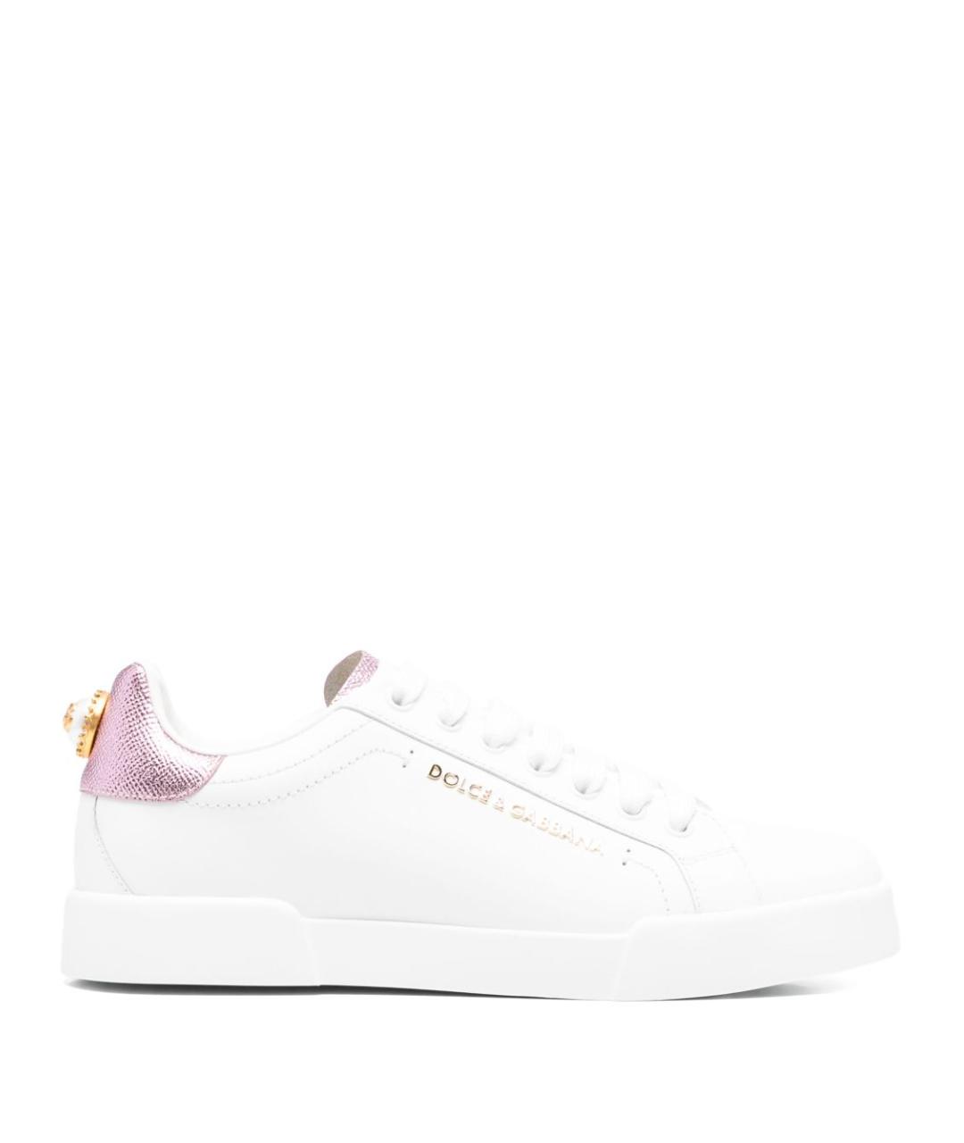 DOLCE&GABBANA Белые кожаные кроссовки, фото 1