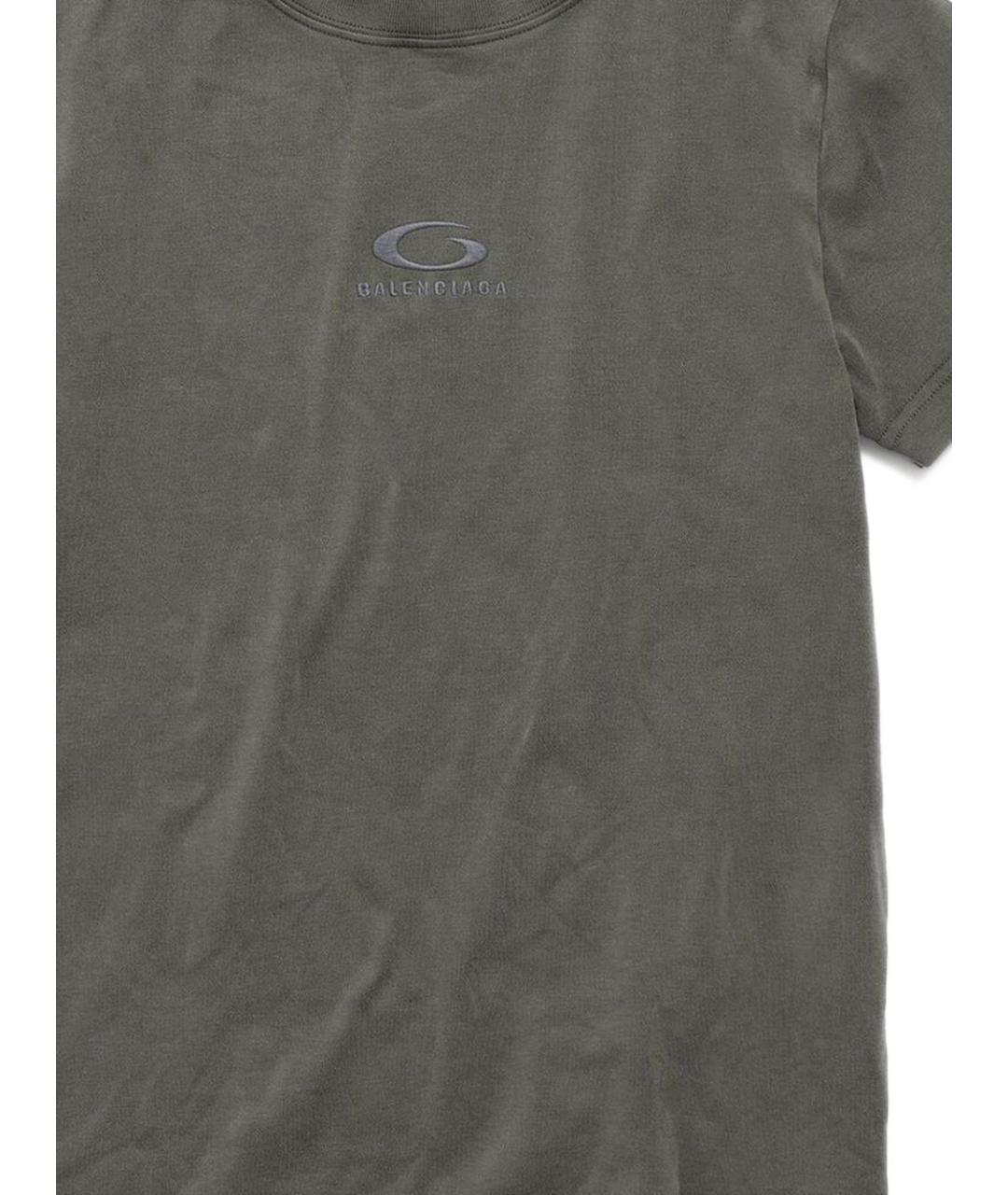 BALENCIAGA Серая хлопковая футболка, фото 2