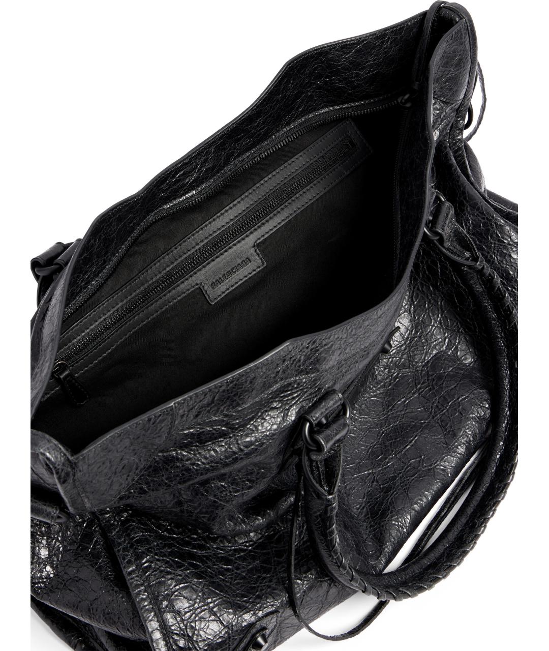 BALENCIAGA Черная кожаная сумка тоут, фото 5