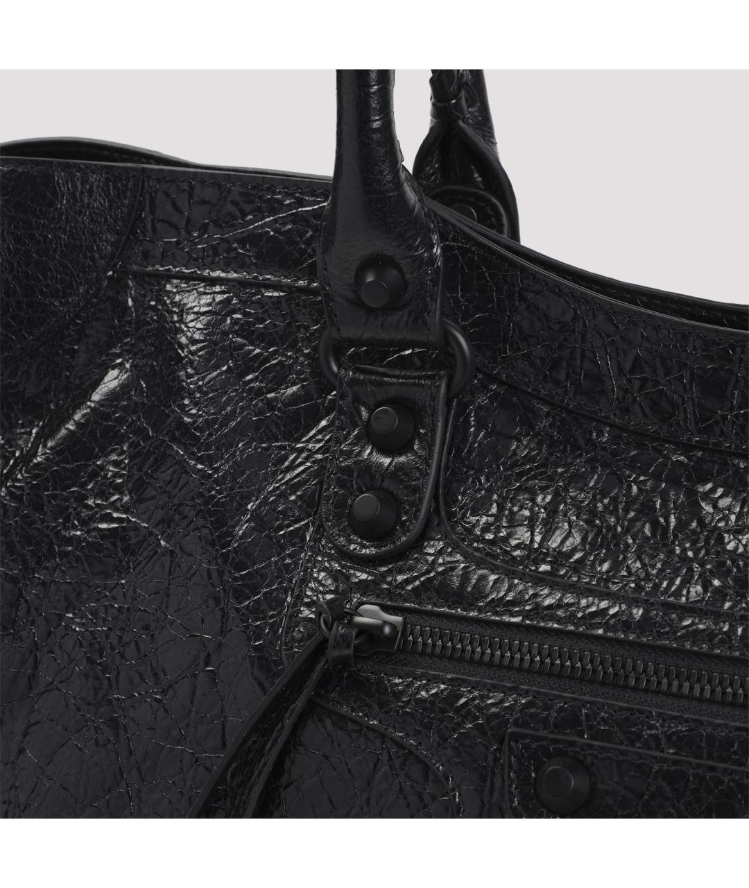 BALENCIAGA Черная кожаная сумка тоут, фото 4