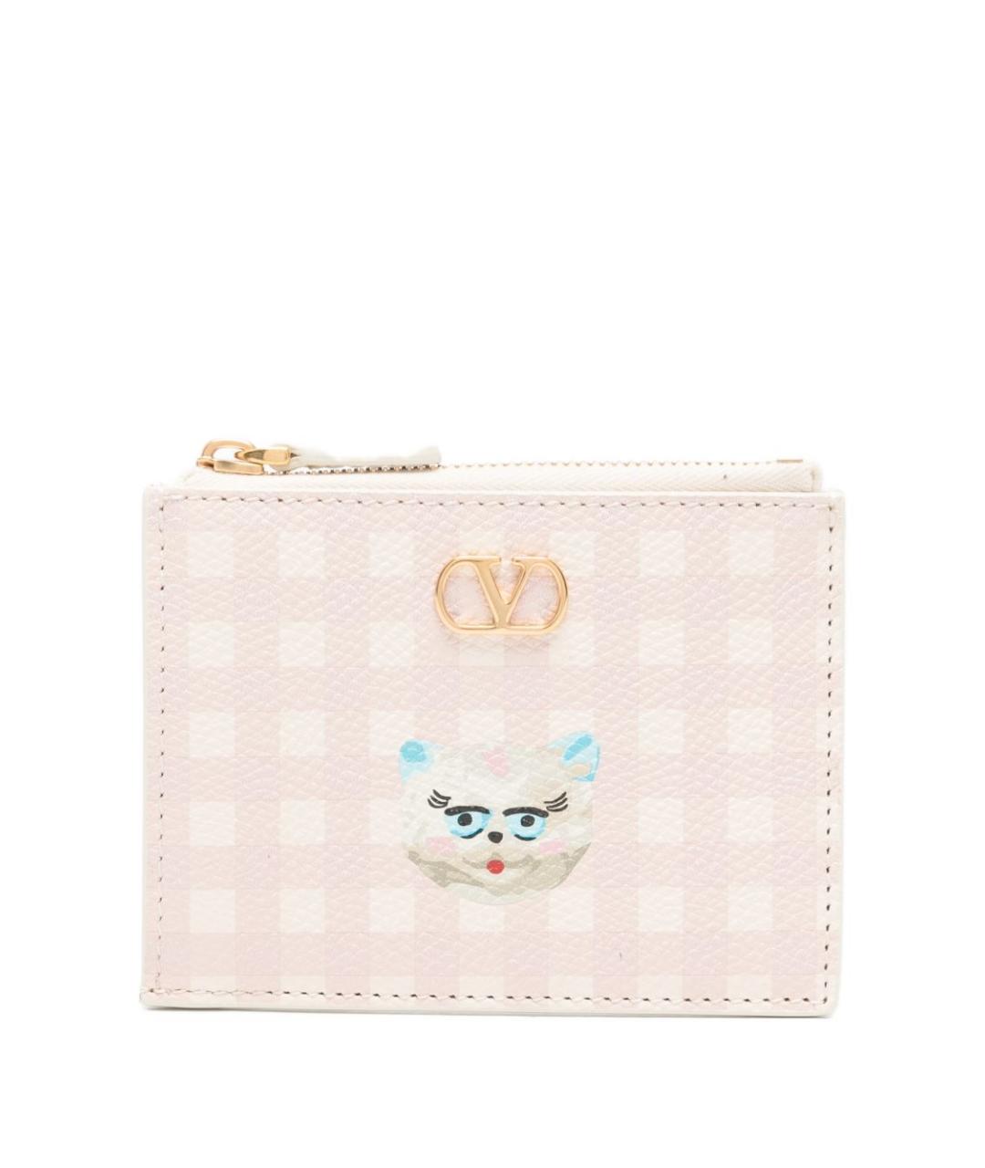 VALENTINO Розовый кожаный кошелек, фото 1