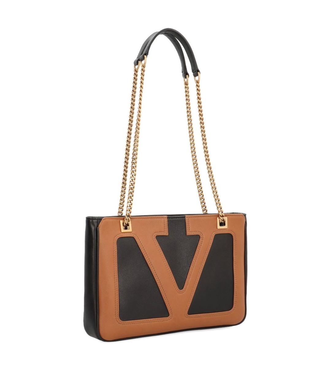 VALENTINO Коричневая кожаная сумка на плечо, фото 2