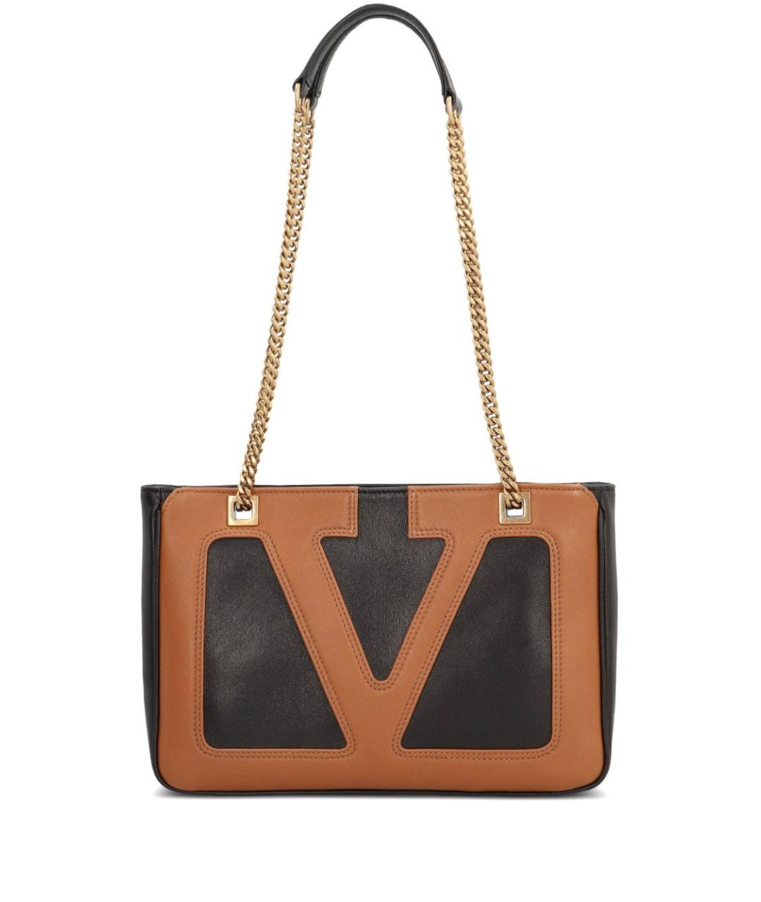 VALENTINO Коричневая кожаная сумка на плечо, фото 1