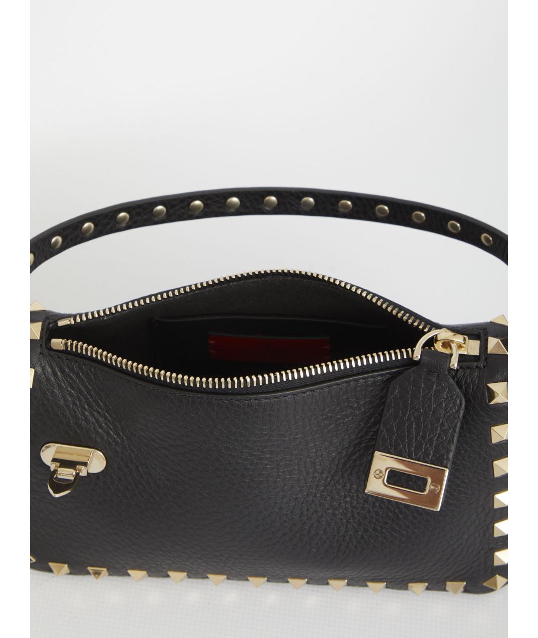 VALENTINO Черная кожаная сумка с короткими ручками, фото 4