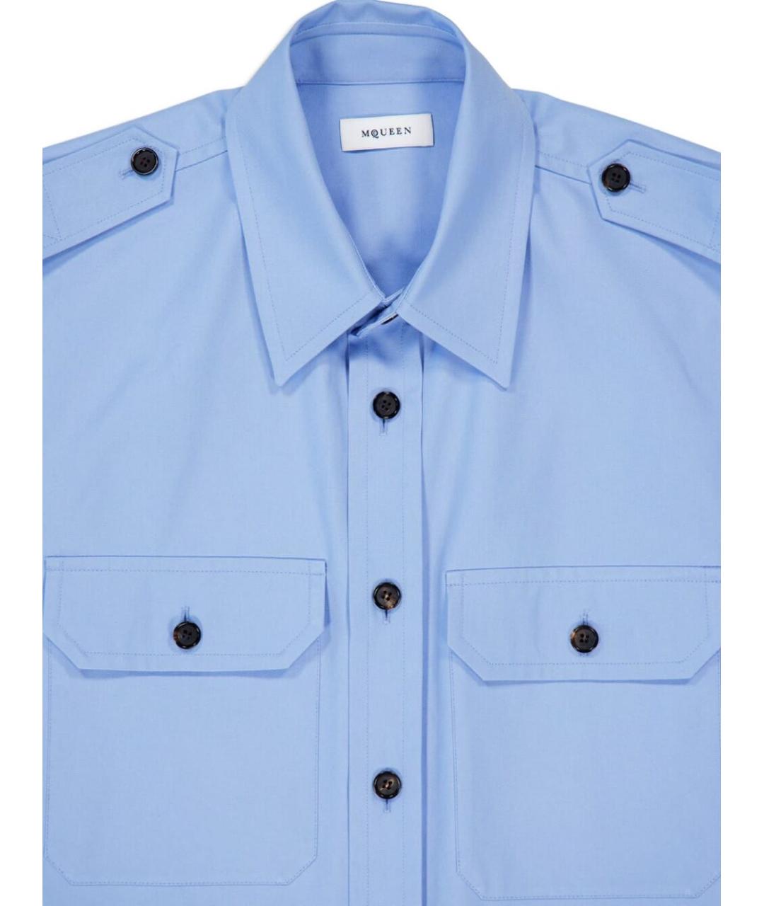ALEXANDER MCQUEEN Синяя хлопковая кэжуал рубашка, фото 4