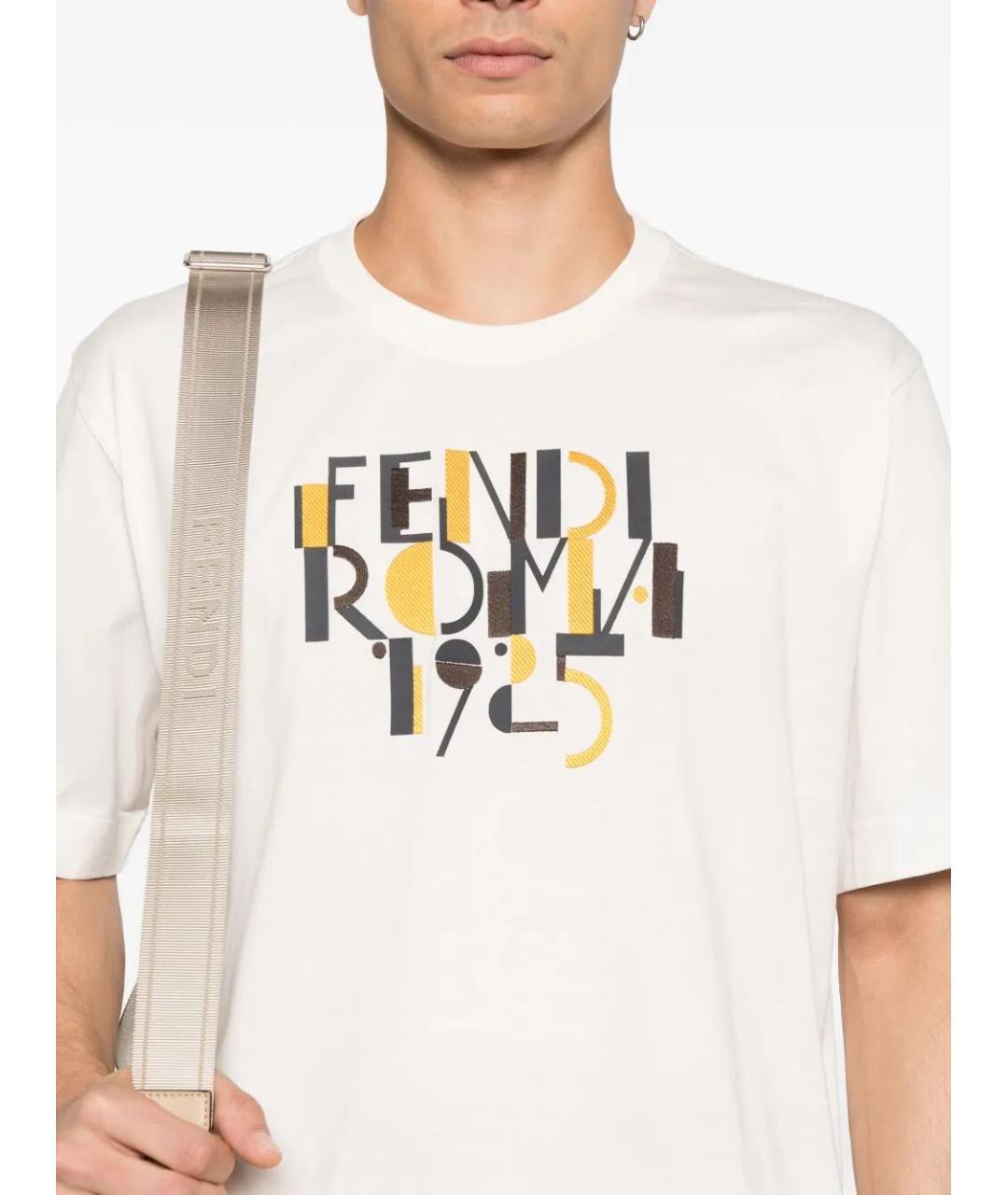 FENDI Белая хлопковая футболка, фото 4