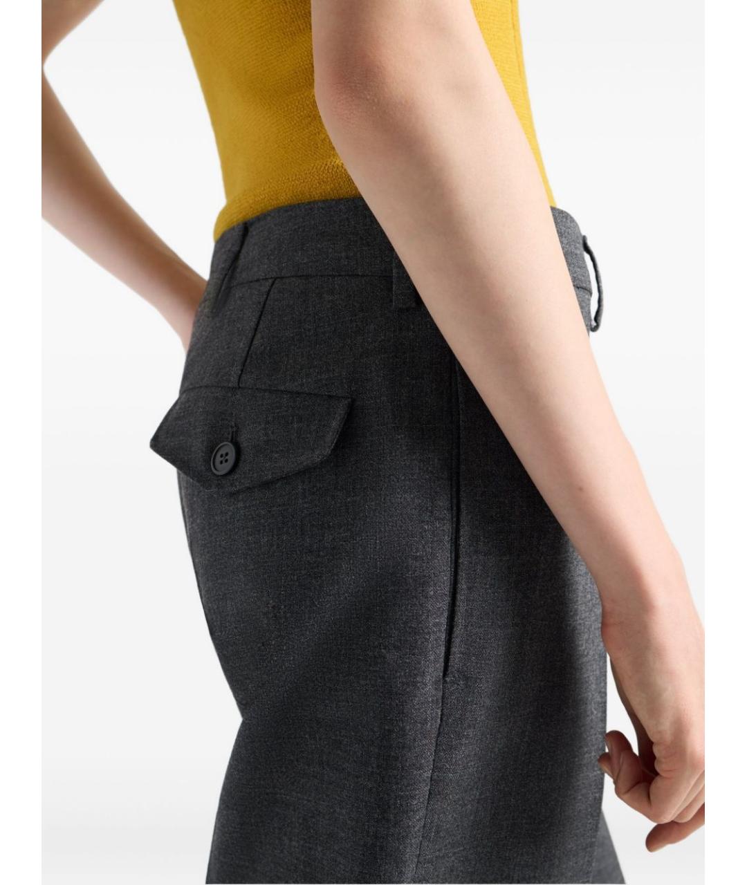 PRADA Черные шерстяные прямые брюки, фото 5