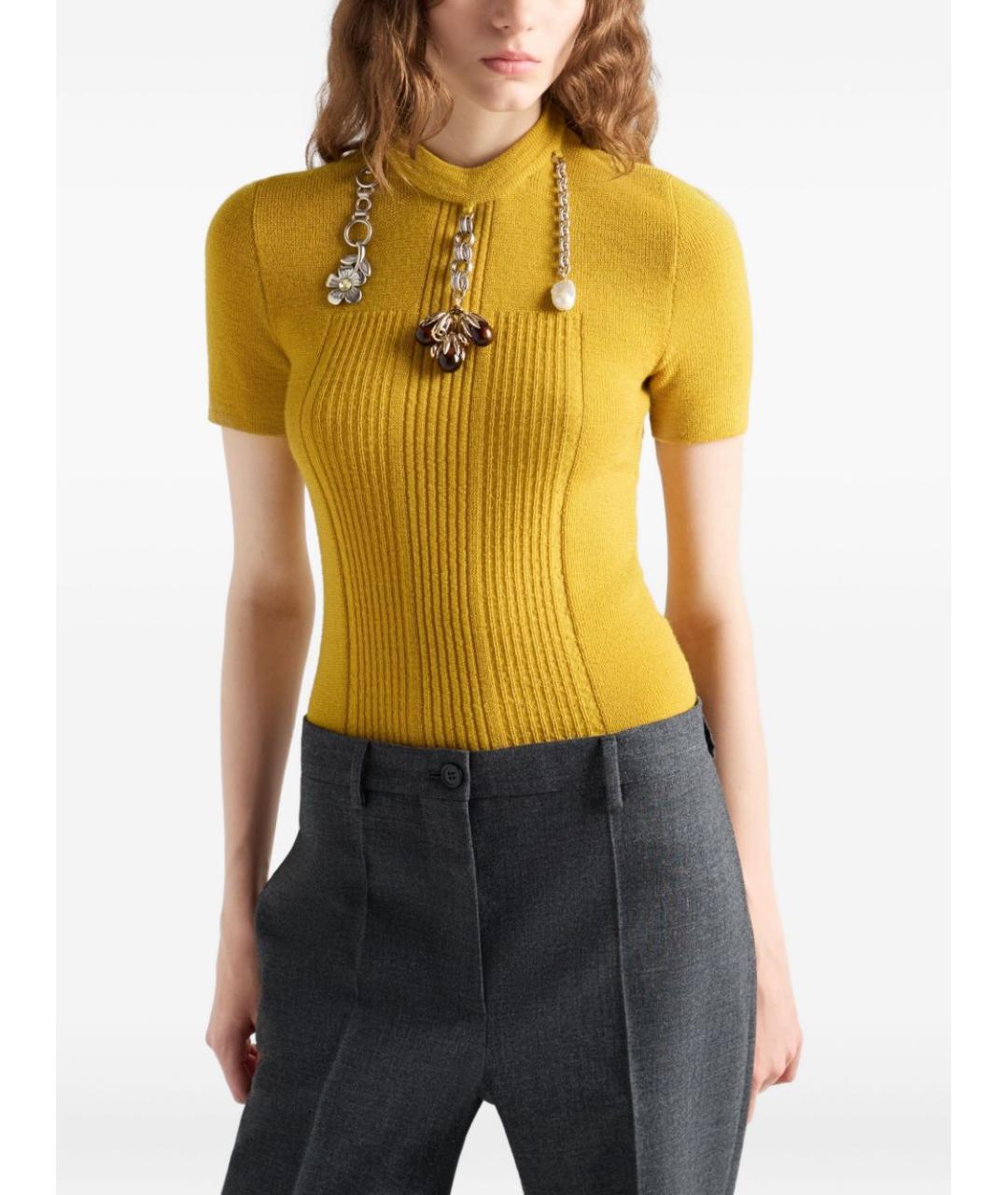 PRADA Черные шерстяные прямые брюки, фото 3