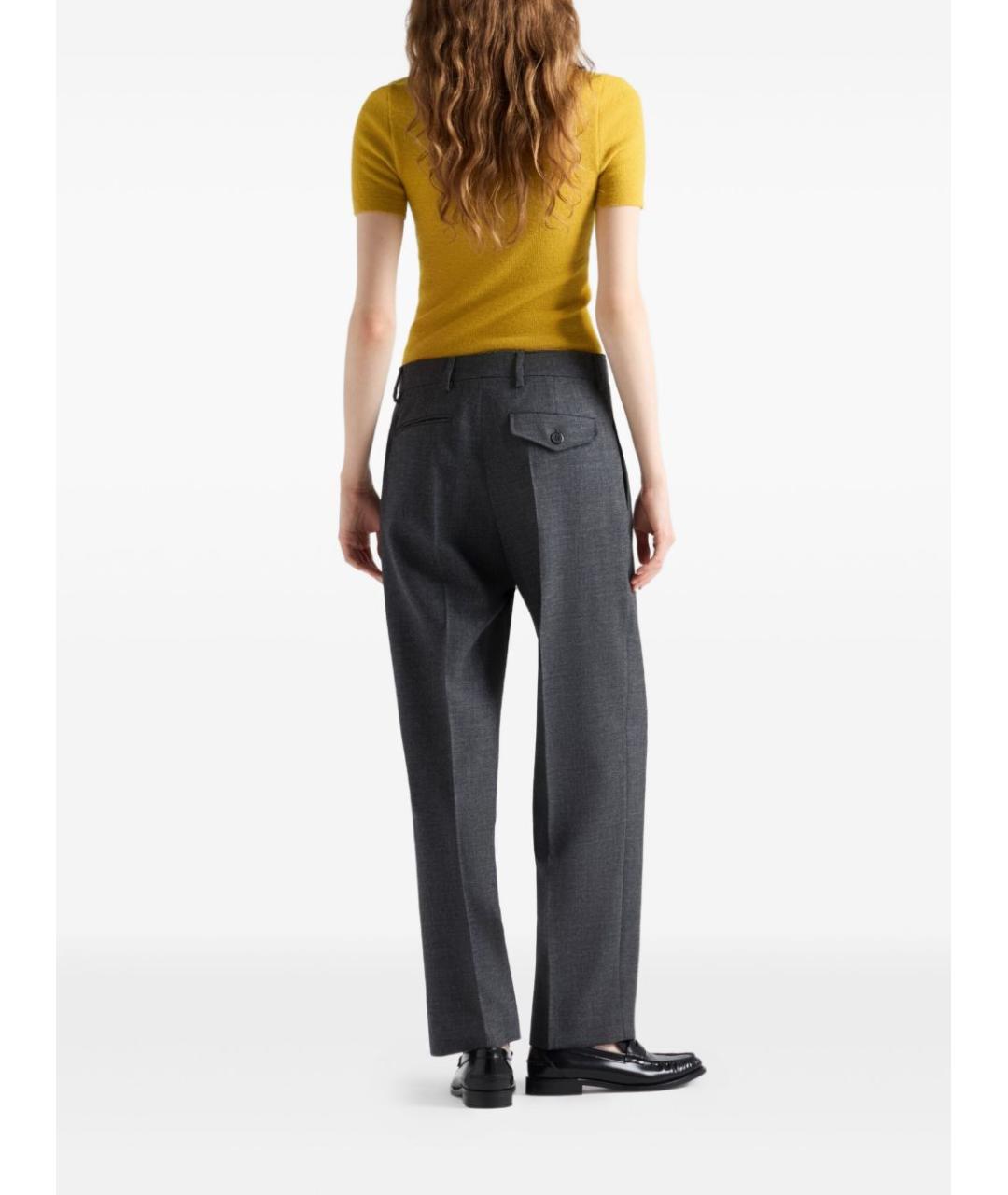 PRADA Черные шерстяные прямые брюки, фото 4