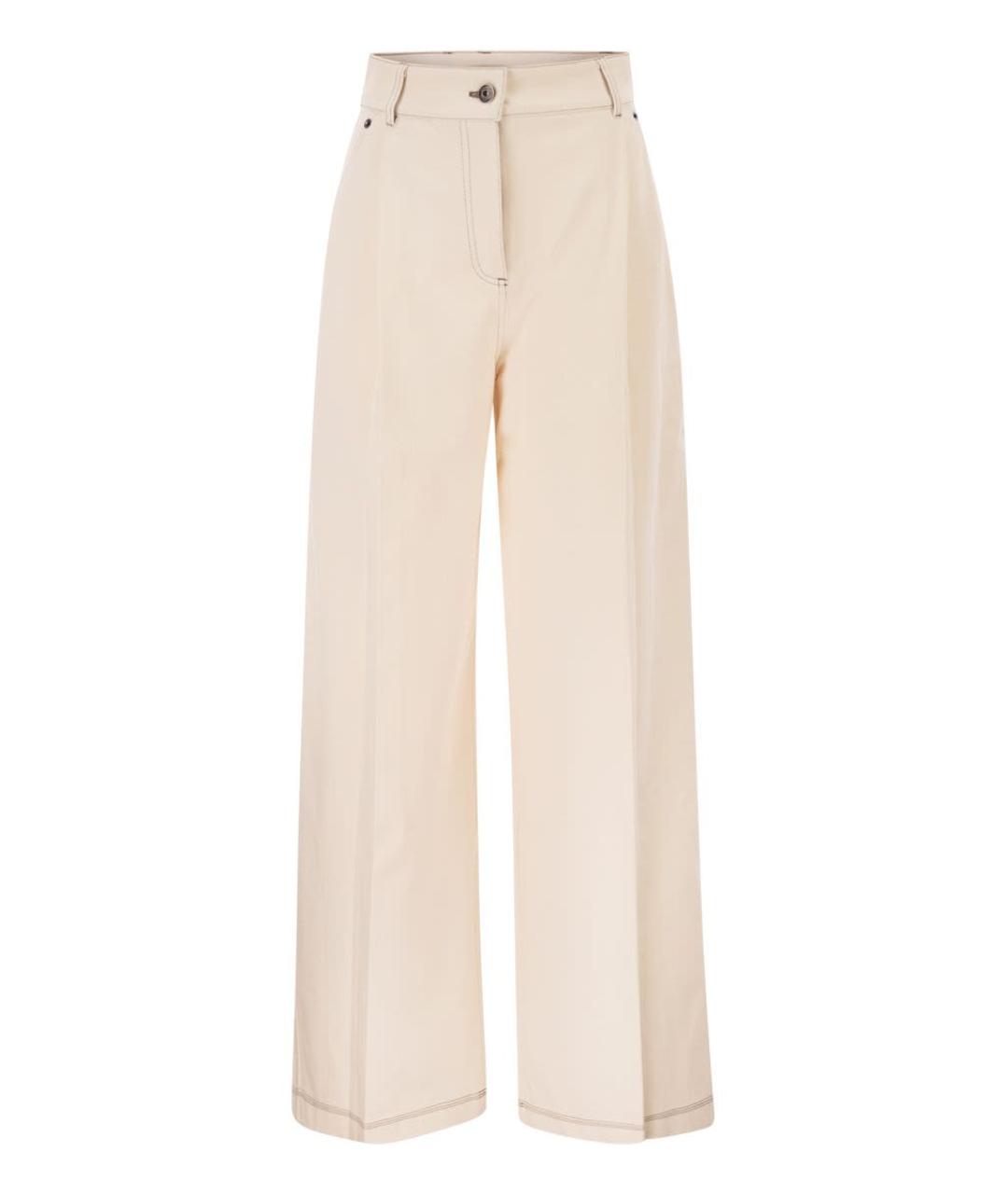 MAX MARA Белые хлопковые прямые брюки, фото 1