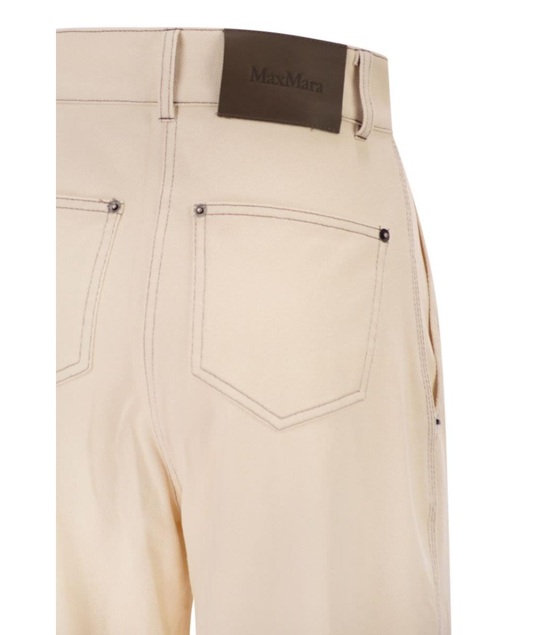 MAX MARA Белые хлопковые прямые брюки, фото 4