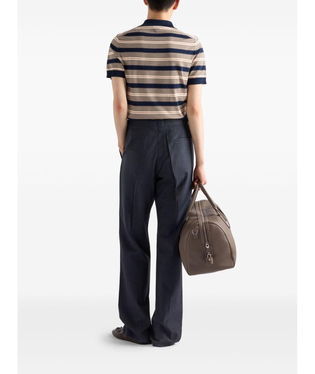 PRADA Коричневое хлопковое поло с коротким рукавом, фото 4