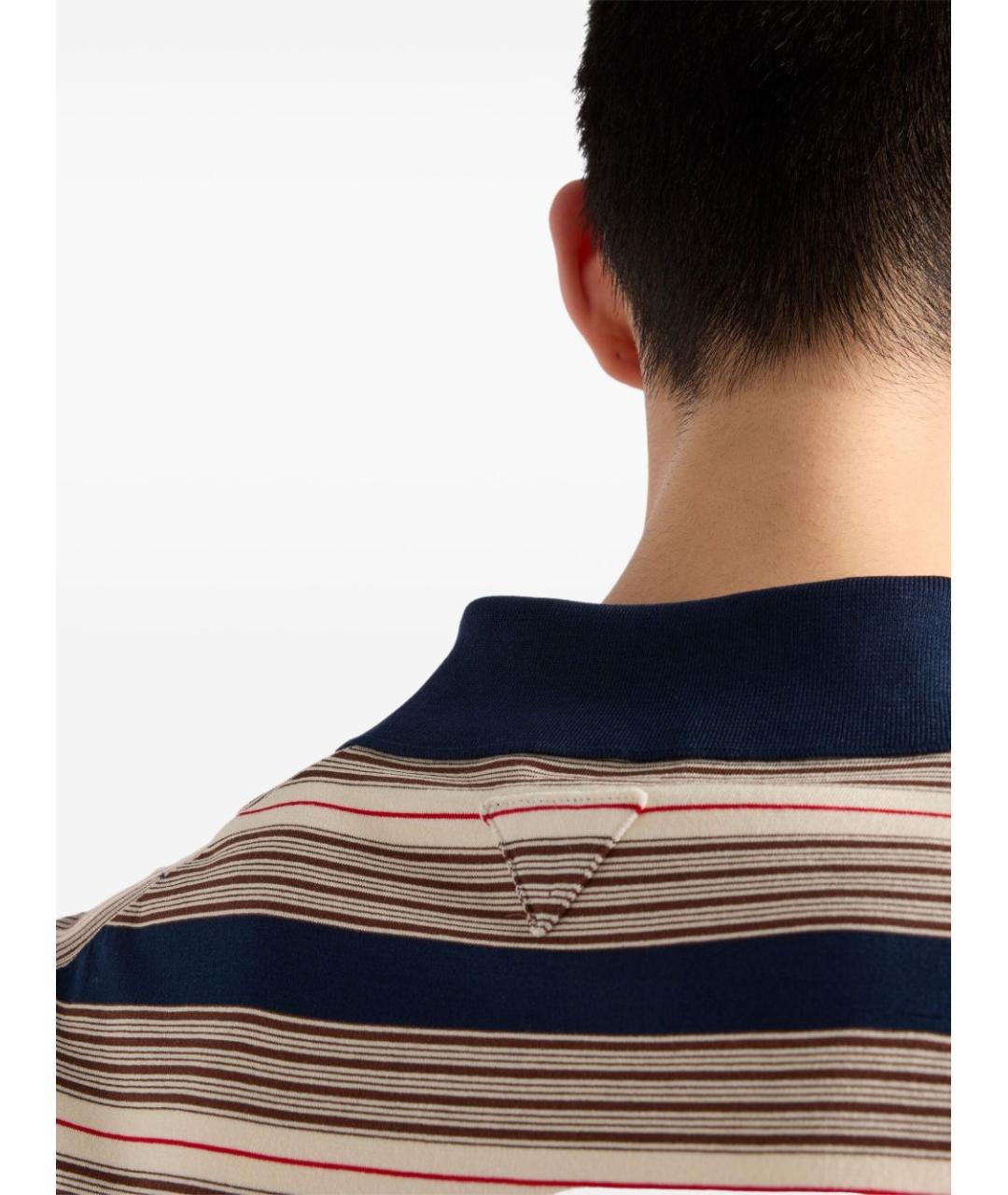 PRADA Коричневое хлопковое поло с коротким рукавом, фото 3