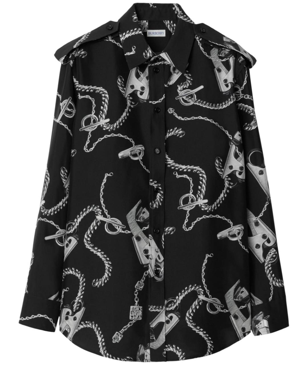 BURBERRY Черная шелковая рубашка, фото 1