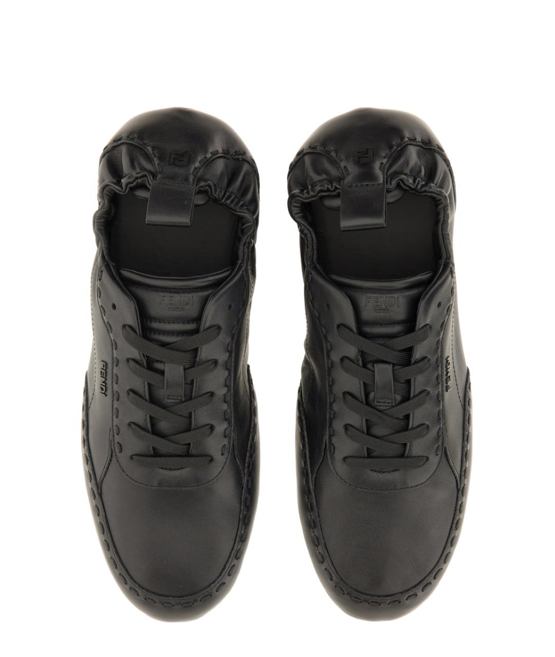 FENDI Черные кожаные низкие кроссовки / кеды, фото 4