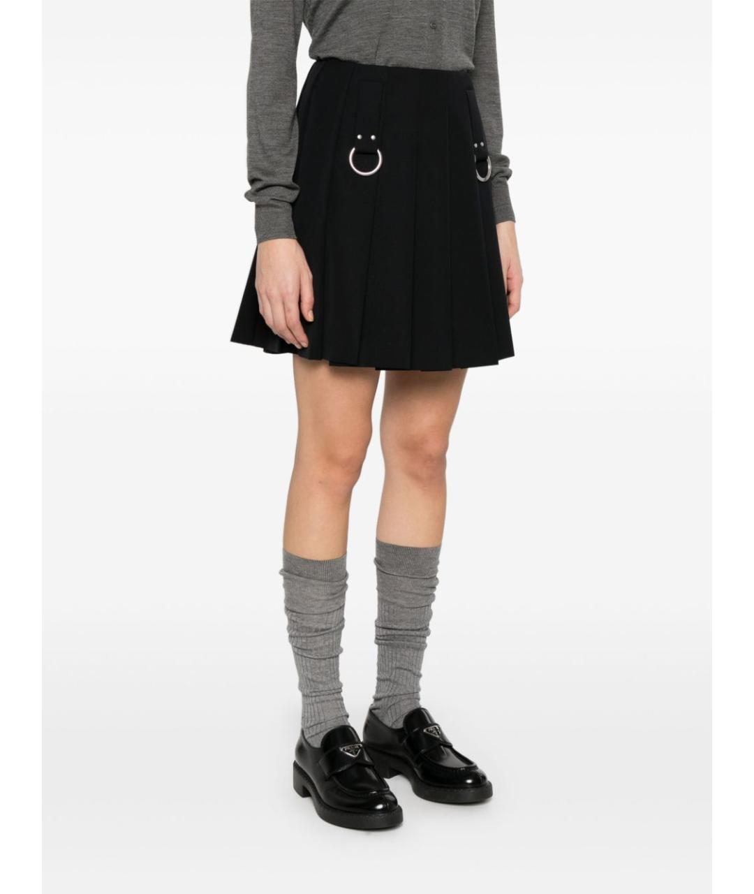 PRADA Черная шерстяная юбка мини, фото 4