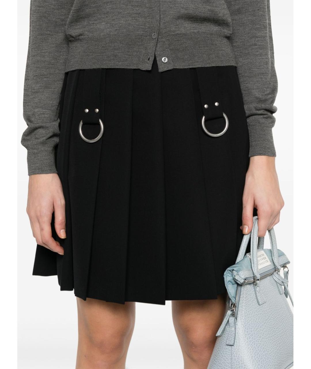 PRADA Черная шерстяная юбка мини, фото 3