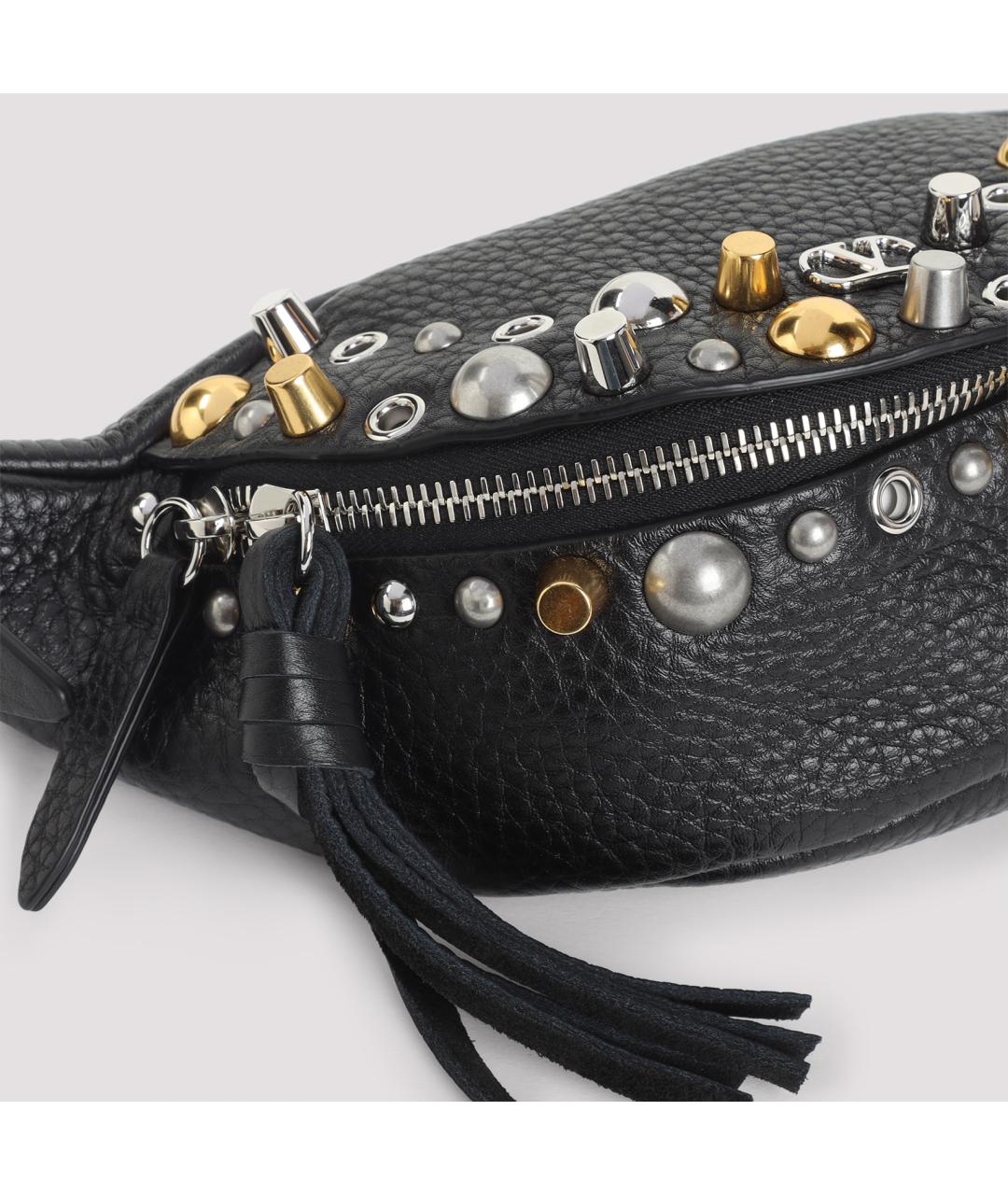 VALENTINO Черная кожаная поясная сумка, фото 4