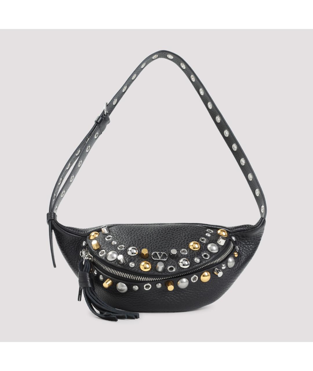 VALENTINO Черная кожаная поясная сумка, фото 2