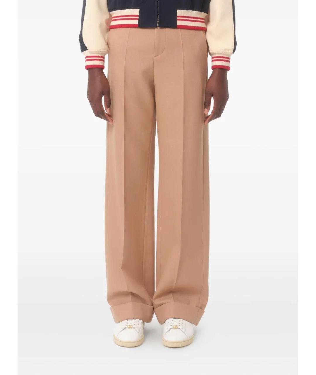 VALENTINO Коричневые шерстяные повседневные брюки, фото 3