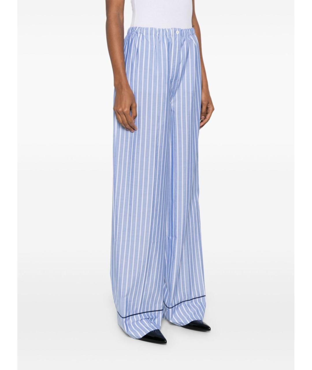 PRADA Синие хлопковые прямые брюки, фото 5