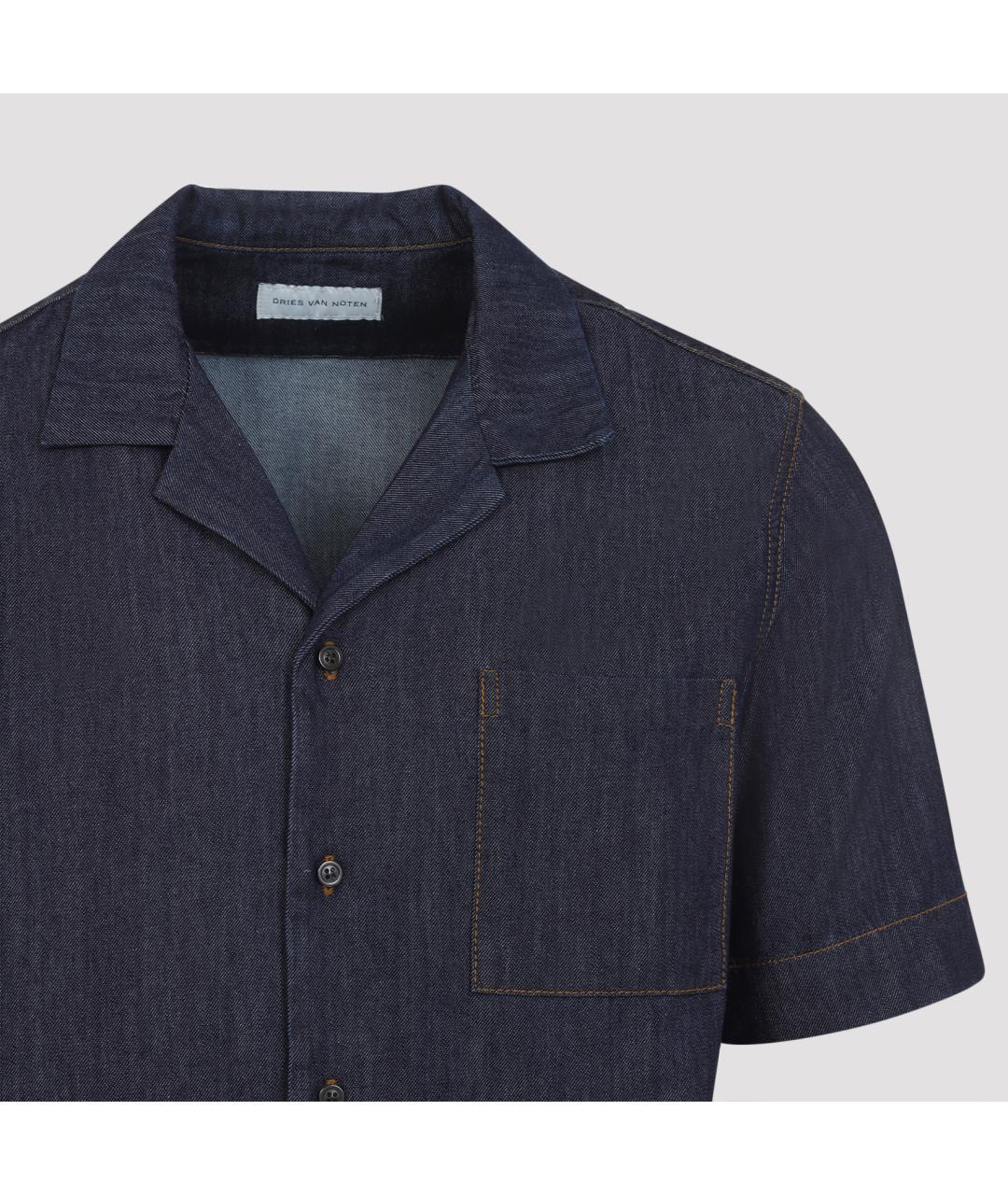 DRIES VAN NOTEN Синяя хлопковая кэжуал рубашка, фото 3