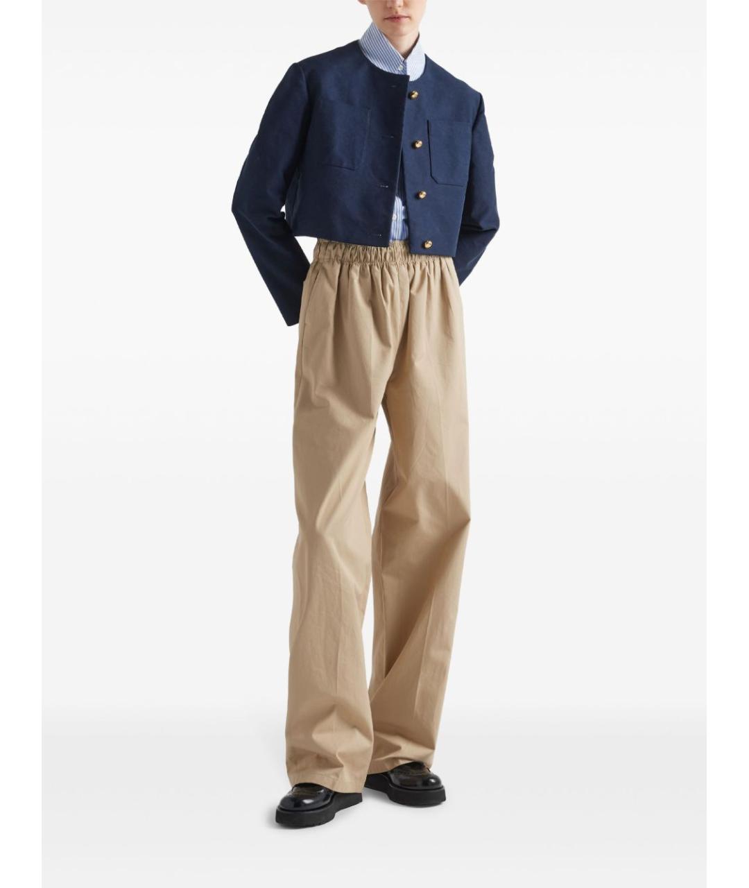 PRADA Белые хлопковые прямые брюки, фото 3