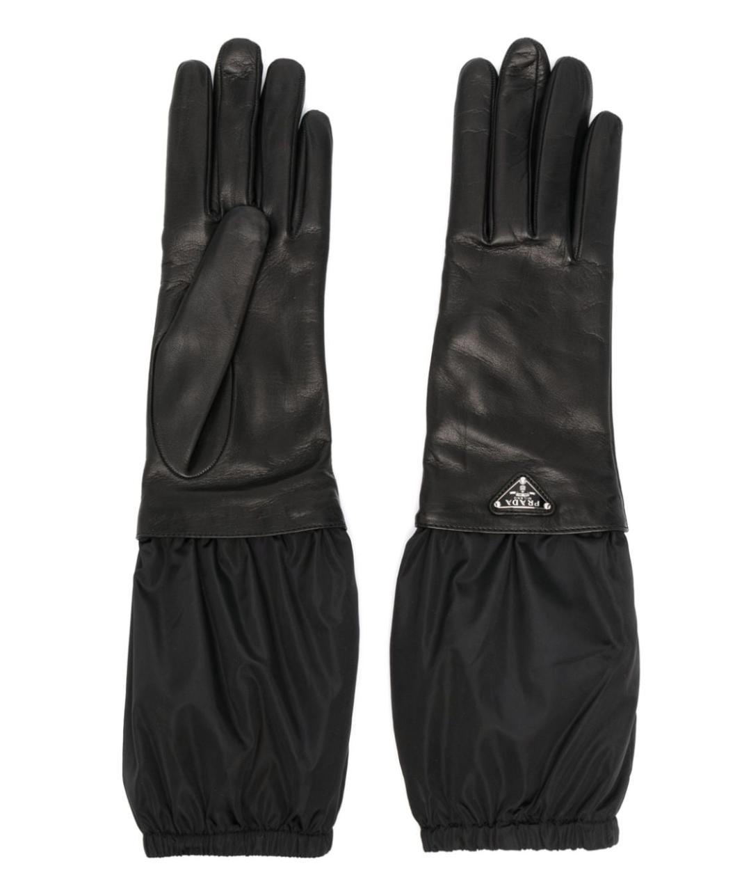 PRADA Черные кожаные перчатки, фото 1