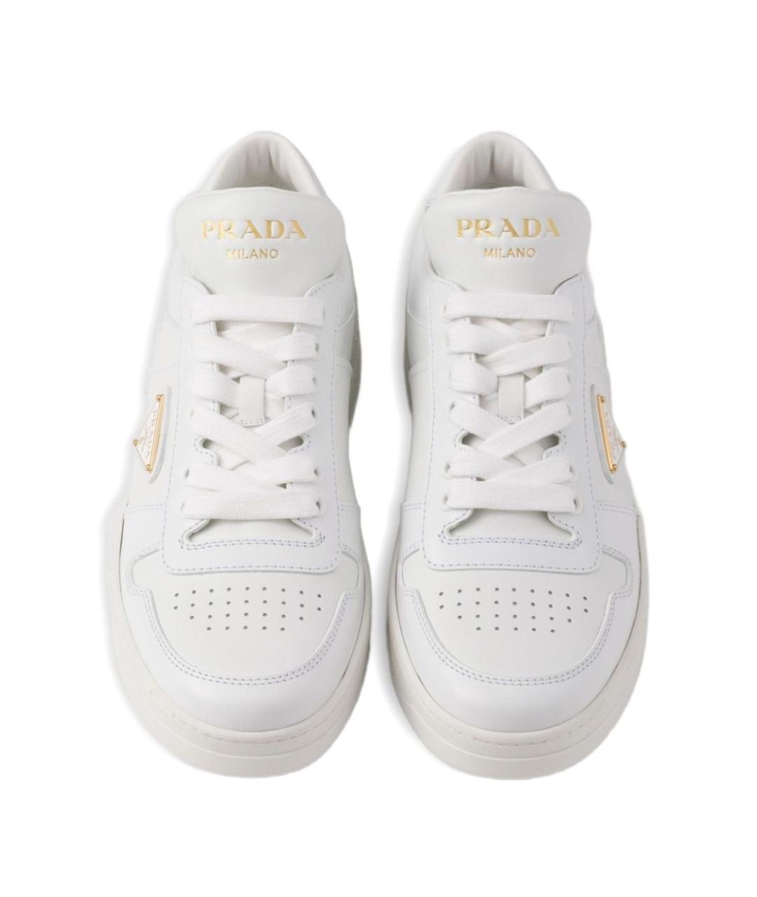 PRADA Белые кожаные кроссовки, фото 5