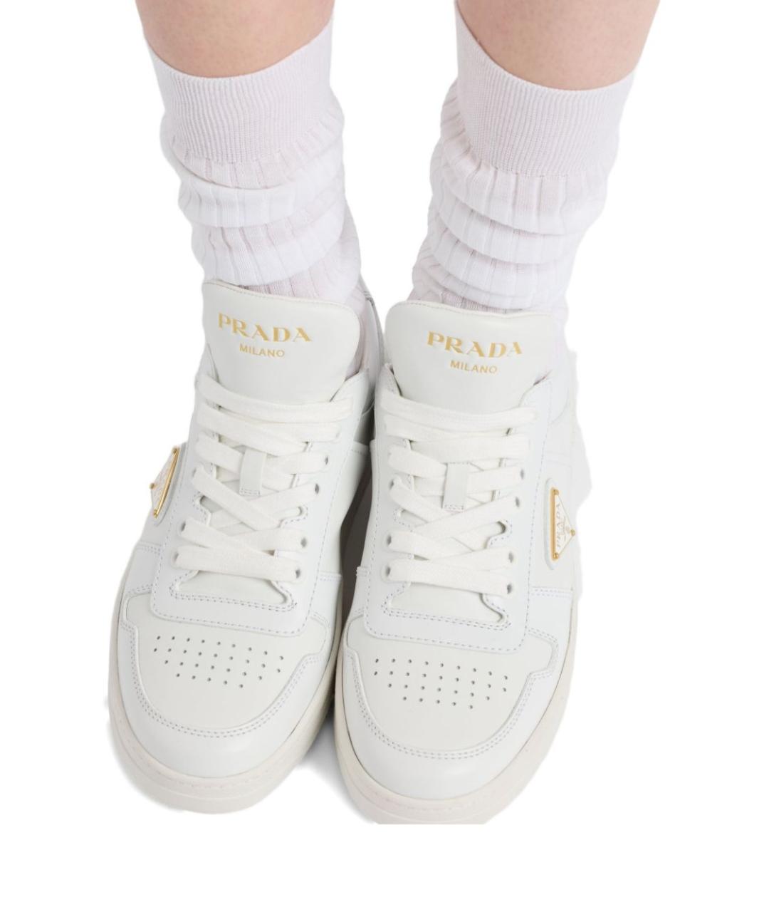 PRADA Белые кожаные кроссовки, фото 3
