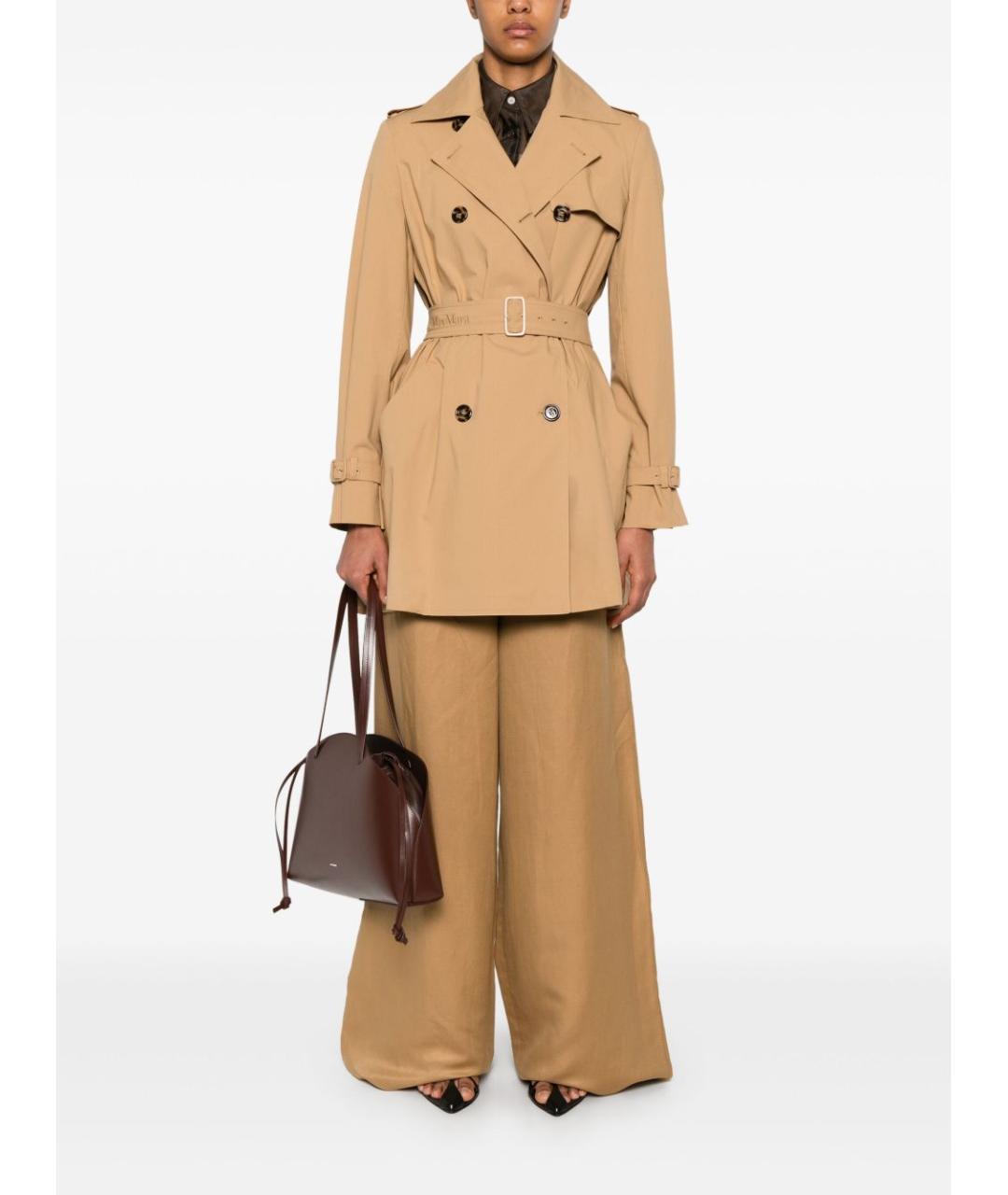MAX MARA Коричневый хлопковый тренч/плащ, фото 5