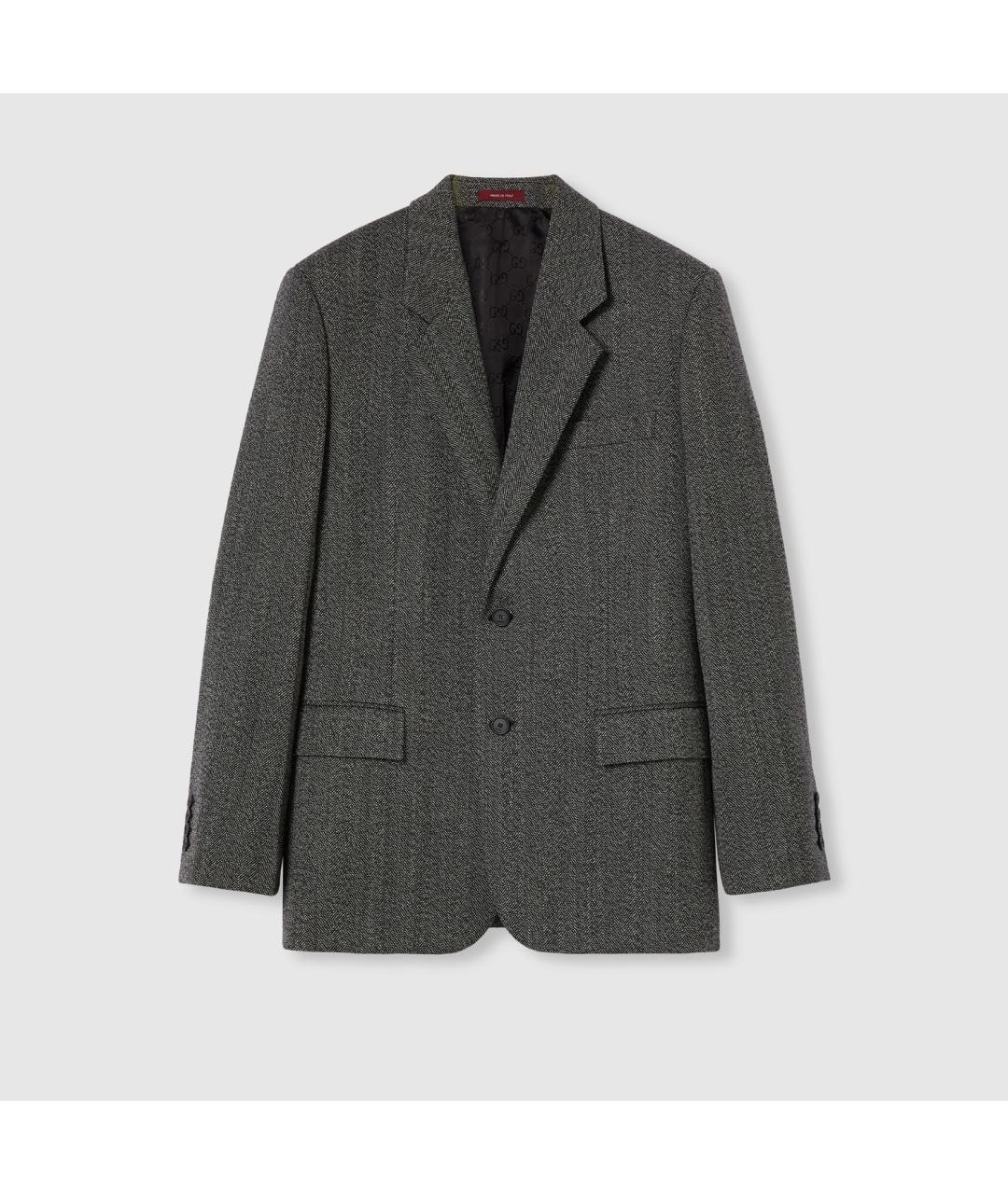 GUCCI Серый шерстяной пиджак, фото 5