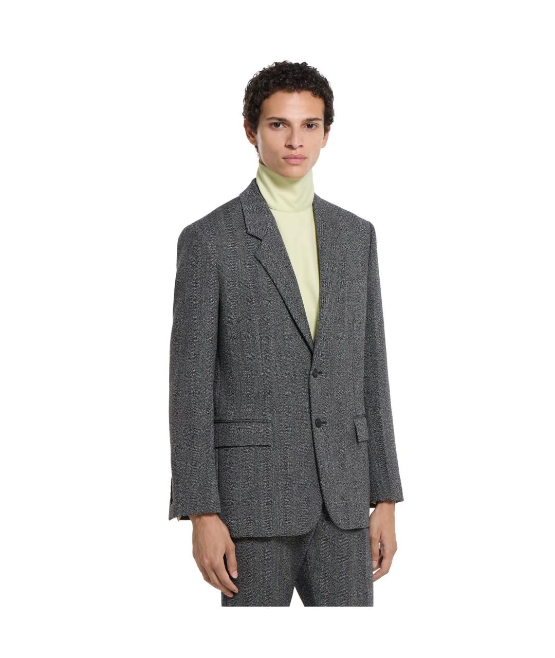 GUCCI Серый шерстяной пиджак, фото 3