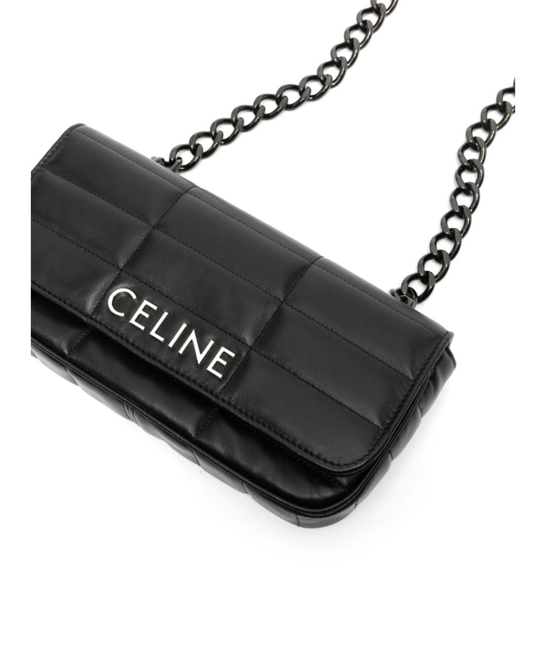 CELINE Черная кожаная сумка на плечо, фото 5