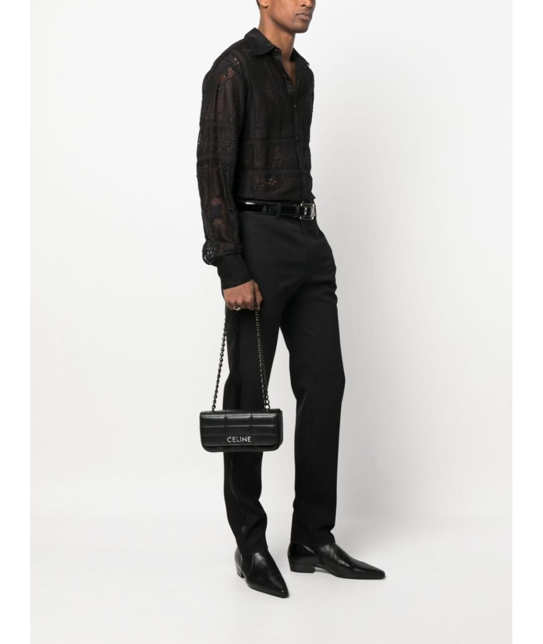 CELINE Черная кожаная сумка на плечо, фото 2