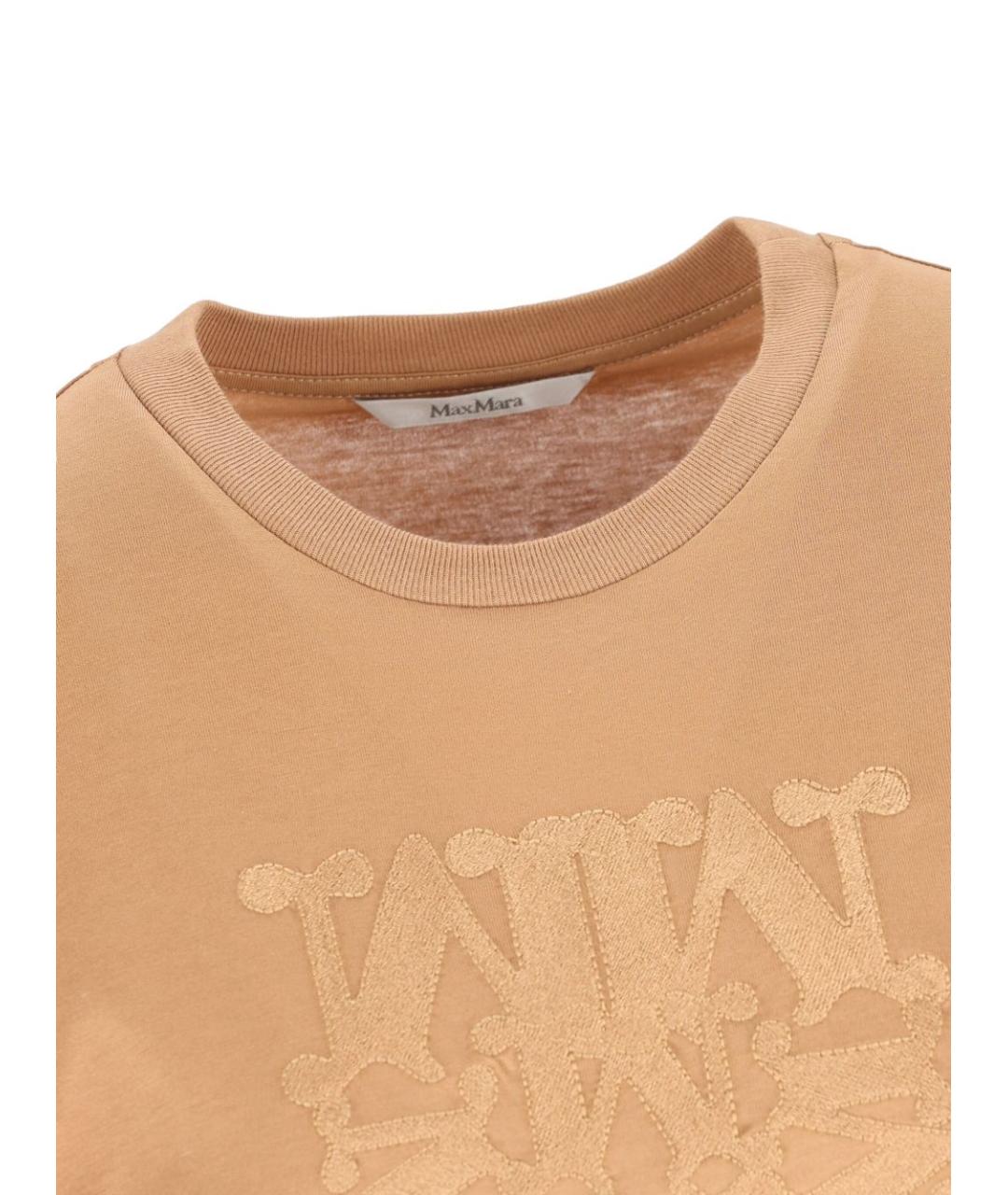 MAX MARA Коричневая хлопковая футболка, фото 2