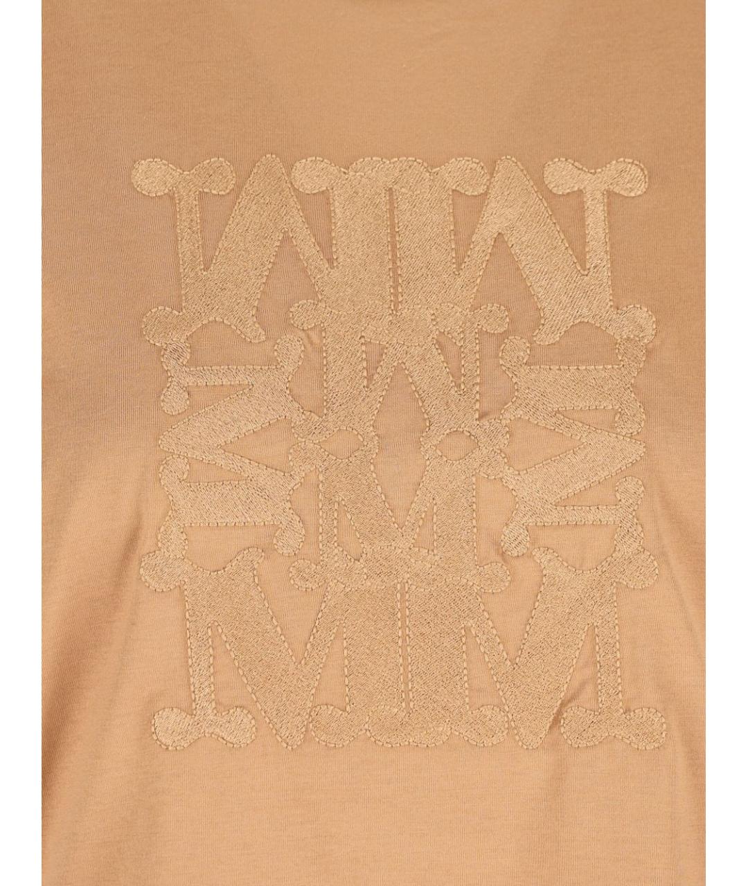MAX MARA Коричневая хлопковая футболка, фото 3
