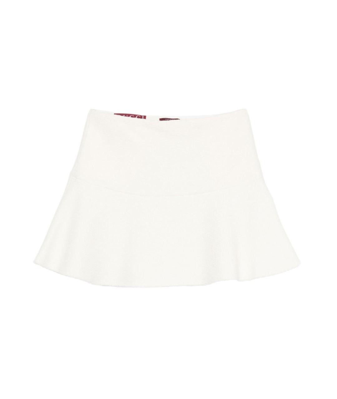 GUCCI Белая шерстяная юбка мини, фото 1