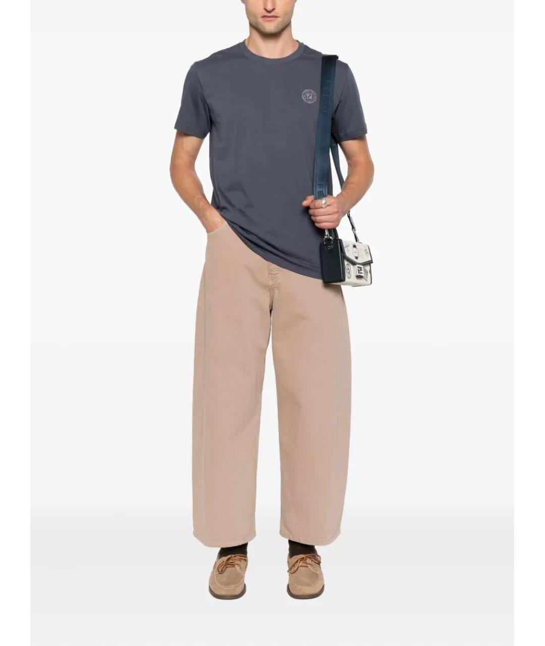 FENDI Синяя хлопковая футболка, фото 4