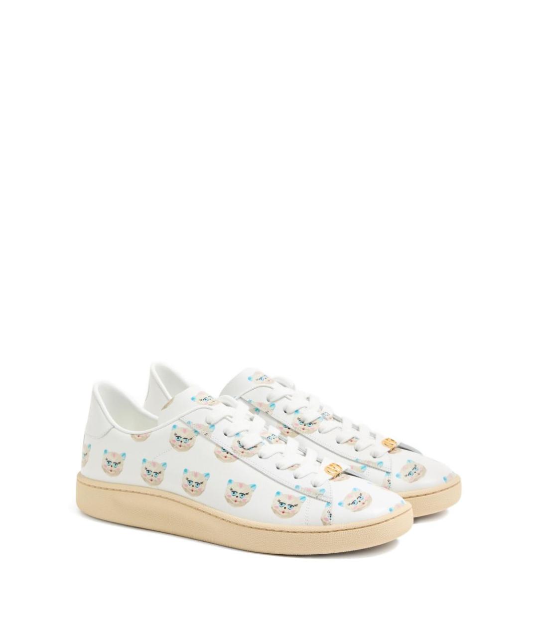 VALENTINO Белые кожаные низкие кроссовки / кеды, фото 5