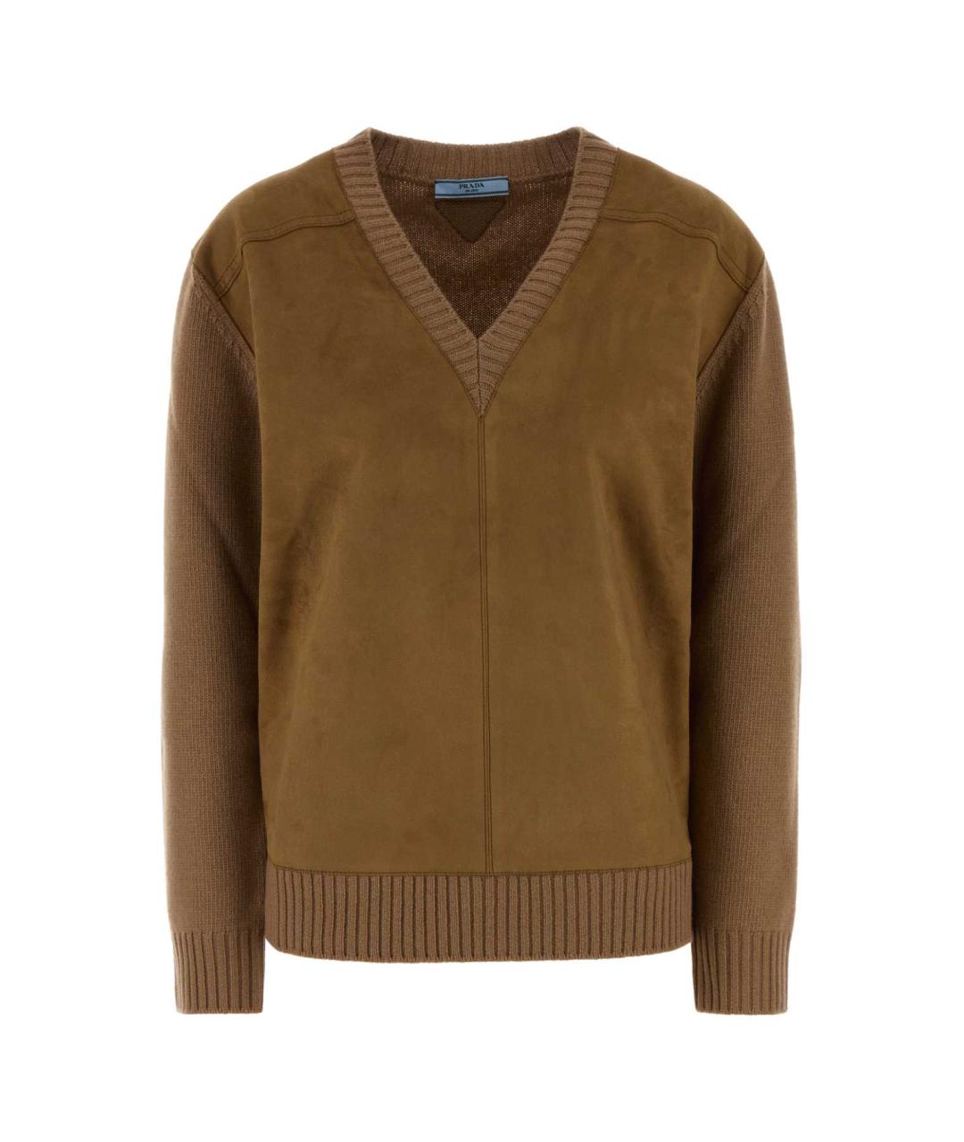 PRADA Коричневый шерстяной джемпер / свитер, фото 1