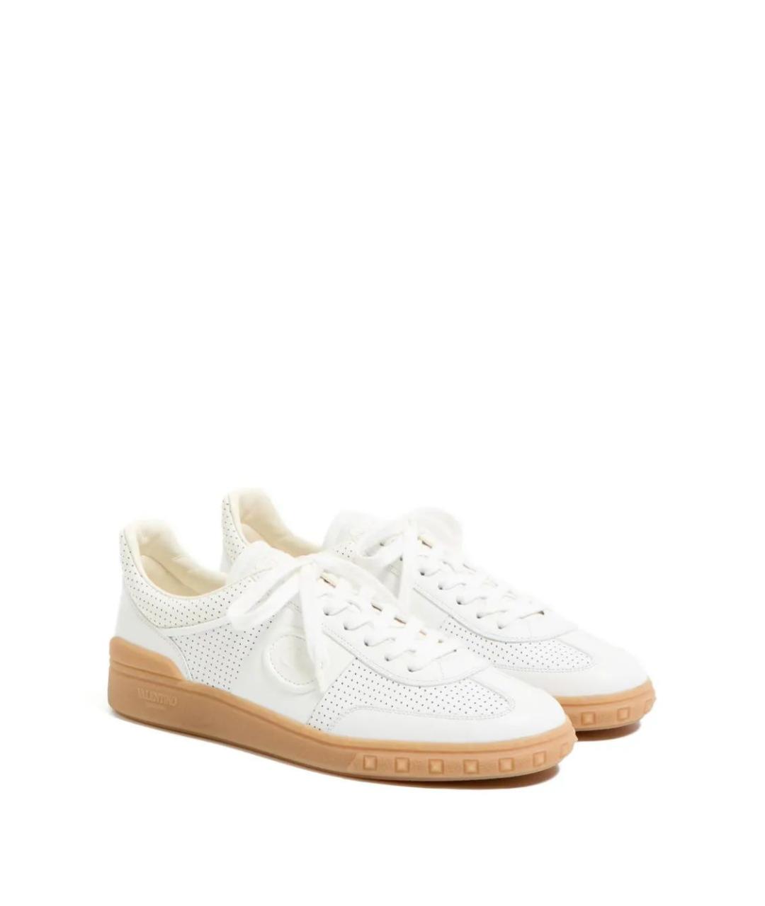 VALENTINO Белые кожаные низкие кроссовки / кеды, фото 2