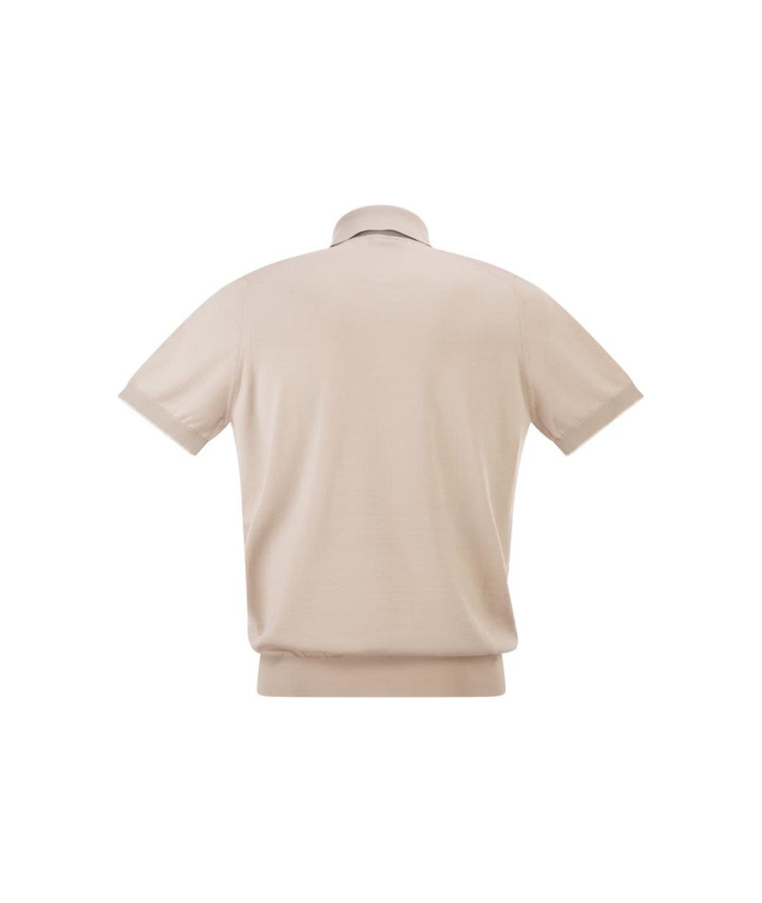 BRUNELLO CUCINELLI Бежевое хлопковое поло с коротким рукавом, фото 2
