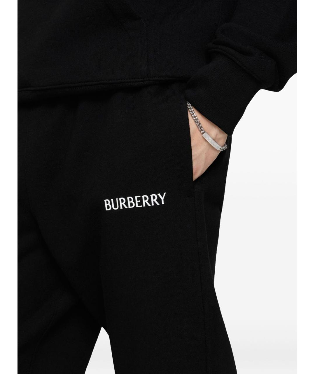 BURBERRY Черные хлопковые повседневные брюки, фото 3